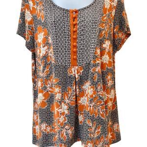 Boho Bib Front Tunic Top Fall Colors size 14/16